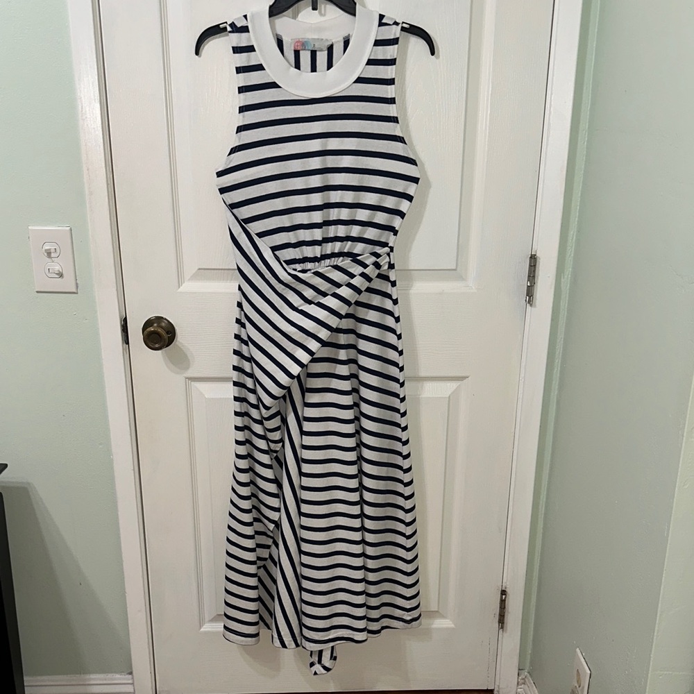Free People Beach Capri Stripe Midi Dress in Navy and White